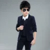 10 pcs wholesale Boys wedding suit Kids Tuxedos Page boy Outfits 3 pieces Autumn Clothing sets Boys blazer suit Corduroy Occasio - Image 2