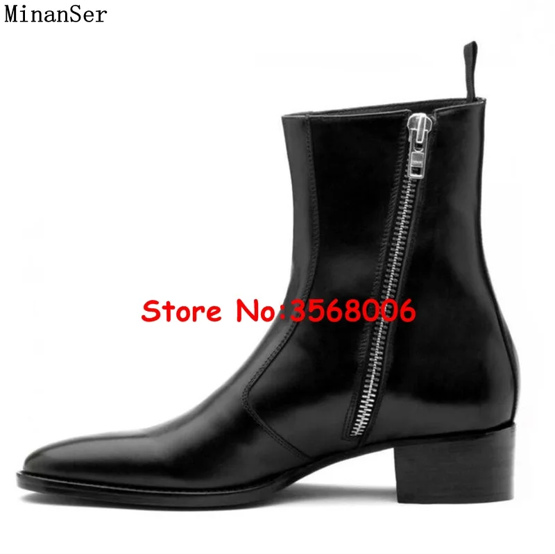 Side Zipper Pointed Toe Men Ankle Boots Shoes Brand Designer Real Leather Suede Chelsea Boots Shoes zapatillas hombre Dropship