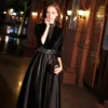 weiyin Black Velour Evening Dress Long 2023 Sexy A-line Party Dress Crystal Half Sleeves Prom Dresses Robe De Soiree WY1051 - Image 6