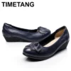 TIMETANG New Wedges Genuine Leather Shoes Women Spring Height Increasing High Heels Shoes Woman Vintage Zapatos Women Pumps - Image 3