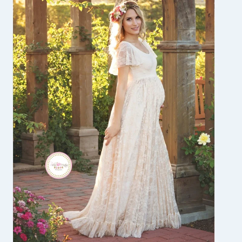 2023 Women White Skirt Maternity Photography Props Lace Pregnancy Clothes Maternity Dresses For pregnant Photo Shoot Clothing