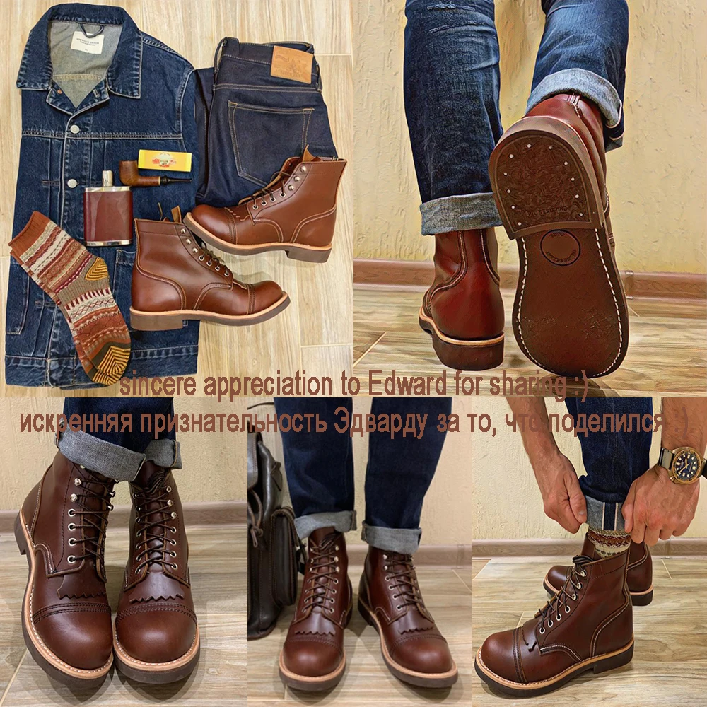 YQ8111 Red Tornado Size 35-52 Super Quality Genuine Cowhide Leather Handmade Goodyear Welted American Boots Custom Made Service