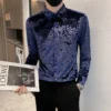 Camisas De Hombre Big Size Korean Luxury Clothing Velvet Shirts For Men High Quality Slim Fit Casual Long Sleeve Men's Shirt Hot - Image 2