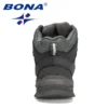 BONA 2022 New Designers Outdoor Fashion Leather Boots Men Ankle Boots Short Plush Winter Warm Boots Man Plush Hiking Footwear - Image 2