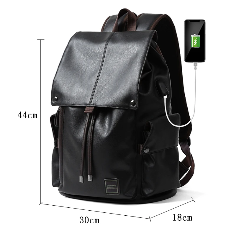 MOYYI Famous Brand School Style Leather Backpack Bag For College Simple Design Men Waterproof Casual Daypacks Mochila 2021