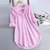 5xl Plus Size Spring Shirts For Women Fashion Stripe Button Blouses Casual Turn-down Collar Long Sleeve Tunic Top Блузка Женская - Image 5