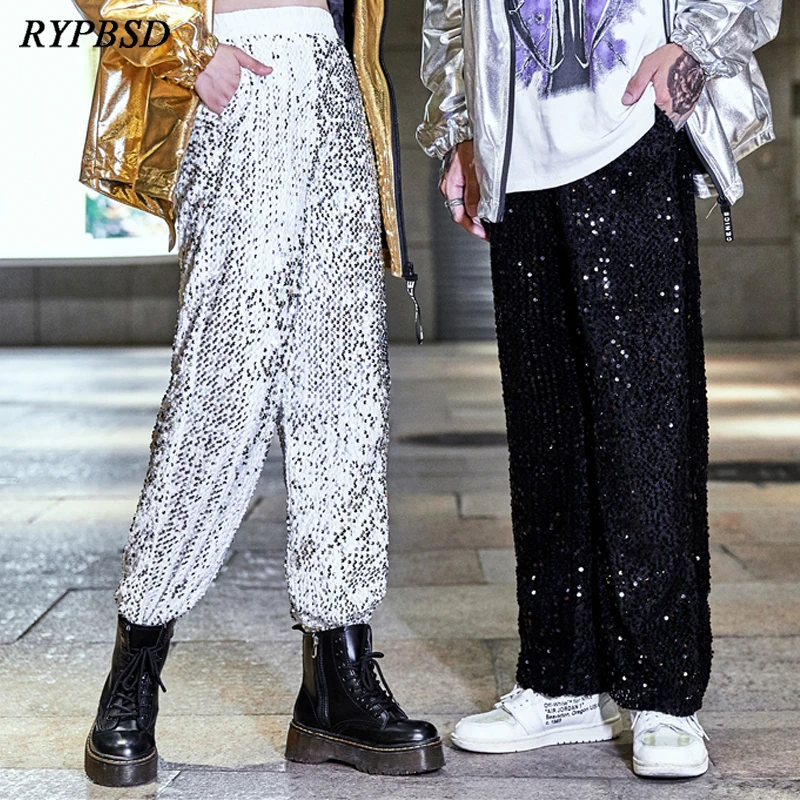 Fashion Sequin Jogging Pants Men Hip Hop Streetwear Sweatpants Korean Clothes Harajuku Nightclub Party Singer Stage Costumes