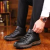 YWEEN Men Leather Boots Wool Fur Thick Composite Sole Winter Shoes Men Cowhide Leather Designer Outdoors Ankle Boots For Man - Image 6