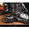 New Retro Gothic Punk Men's Genuine Leather Motorcycle Boots Platform Rubber Boots Warm Mid-Calf Military Combat Boots Fashion47 - Image 5