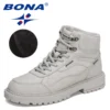 BONA 2022 New Designers Action Leather Boots Winter Super Warm Snow Boots Men Work Casual Shoes Man Plush High Top Sneakers Soft - Image 5