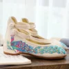 Veowalk Spring Handmade Woman Ballet Flats Sequined Peacock Embroidery Old Peking Casual Cloth Dancing Shoes - Image 5