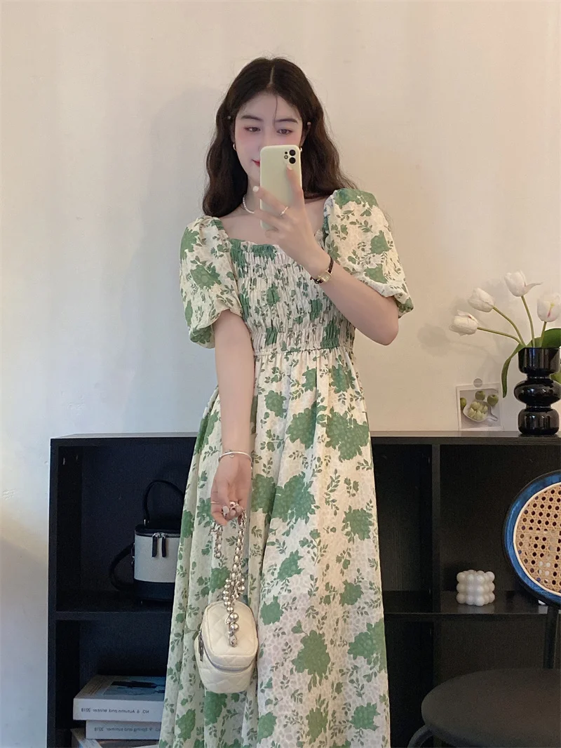 Plus Size Pregnant Woman Floral Dress Streched High Waist Fashion Print Maternity Beach Dress Loose Pregnancy Holiday Clothes