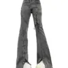 Women's Y2k Flare Jeans Baggy Trashy Aesthetic Lace-up Denim Trousers Harajuku Jean Pants Vintage Japanese 2000s Style Clothes