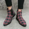 Luxury Men's Designer Plaid Ankle Canvas Chelsea Business Footwear Party Boots Casual Shoes For Men Fashion Winter Autumn 38~48 - Image 2