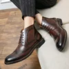 Genuine Leather Luxury Footwear Designer Formal Brogue Dress Winter Business Shoes for Men Fashion Chelsea Casual Ankle Boots 45 - Image 2