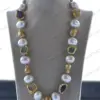 Z12456 22'' White Egg Shell Pearl Baroque Citrine Amethyst Aquamarine Necklace