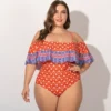 Hot Sale 5XL Plus Size Off Shoulder One Piece Swimsuit Beachwear Bikini For Women Wholesale China - Image 3