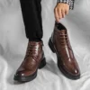 Men's Chelsea Boots Comfortable Designer Brogue Boots For Men Luxury Brand British Style Men Boots Moccasins Formal Dress Shoes - Image 5