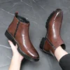 Double Zipper Casual Leather Luxury Brogue Mens Designer Business Brand Formal Chelsea Dress Shoes for Men Ankle Boots Footwear - Image 4