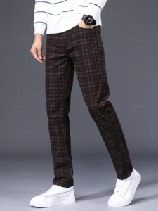 High Quality Brand Clothing Classics Plaid Casual Pants Men 98%Cotton Retro Business Banquet Check Trousers Male Plus Size 40 42 - Image 2