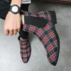 Luxury Men's Designer Plaid Ankle Canvas Chelsea Business Footwear Party Boots Casual Shoes For Men Fashion Winter Autumn 38~48 - Image 5