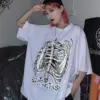 NiceMix Harajuku summer streetwear Women's Clothing Couple korean loose tees skull letter print Women tops casual short sleeve t