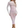 Womens See Though Skinny Dress Lingerie High Stretchy Glossy Bodycon Dress Long Sleeve Sleeveless Dating Club Rave Party Clothes
