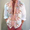 9 -color 2024 explosion spring and summer new men's stand -up neck shirt 3D digital printing flower pattern long sleeve top - Image 4