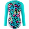 TiaoBug One-piece Kids Girls Athletic Swimsuit Long Sleeve Rash Guard Swimwear 4 to 12 Years Leopard Print Zipper Bathing Suit - Image 4