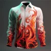 Men's shirts for daily wear: European and American series 3D printed men's casual lapel multi-color long sleeved shirts - Image 3