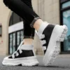 2024 Trendy Men's Fashion Ankle Boots Designer Casual Leather Sneakers Men High Top Chunky Shoes Comfortable Platform Boots Men - Image 3