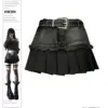 Women's Black Gothic Patchwork A-line Pleated Denim Skirt Vintage Y2k Mini Skirt Harajuku Korean Skirt 2000s Emo Clothes Summer