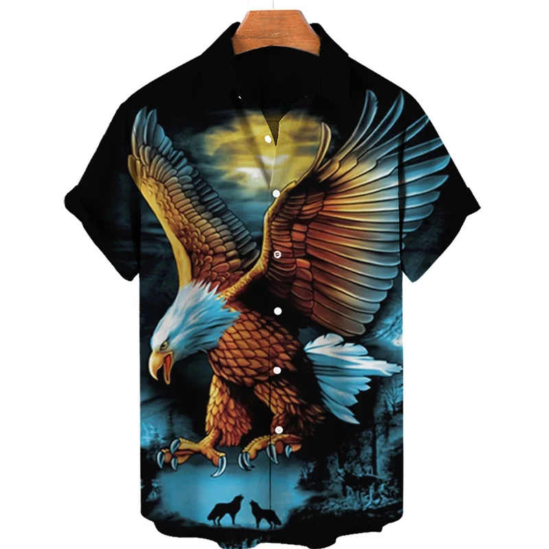 3d Fashion Leading Printing Horror Eagle Hawaiian Oversized Shirts For Men Clothing Casual Elegant High Quality Luxury Medieval