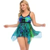 Plus Size Swimwear Retro Print Irregular Beach Dress Two Pieces Swimsuit 2022 New Large Size Tankini Bathing Suit - Image 4