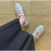 Stylish Studded Crystal Women Mary Jane Ballet Shoes Summer Mesh Hollow Sandals Laofers Casual Soft Leather Comfortable Flats - Image 3