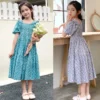 Girls Floral Dress Summer Puff Sleeve Elegant Beach Princess Dresses for Kids Travel Casual Teen Children Clothes 13 14 15 Years - Image 2