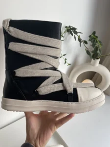 Men Shoes High-TOP Ankle Boots PU Leather Women Boots Vintage Luxury Trainers Casual Lace-up Flat Black Owen Brand Design Ro - Image 4