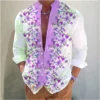 9 -color 2024 explosion spring and summer new men's stand -up neck shirt 3D digital printing flower pattern long sleeve top - Image 6