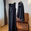 women's summer New models casual sleeveless dress loose and comfortable Cover meat Simplicity round neck Black long skirt femal