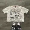 American 7hearts graphic t shirts print oversized gothic Smart Casual Harajuku 2024 streetwear graphic y2k tops goth men clothes