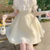 Summer Sweet Lolita Style Princess Dress Women Elegant Chic Puff Sleeve Lace Ruffles Kawaii Mini Dresses Korean Girly Vestidos