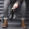 New Men's Work Boots for Winter 2023 Designer Warm Wool Snow Boots Male Fashion Casual Solid Color Platform Cotton Shoes Man - Image 4