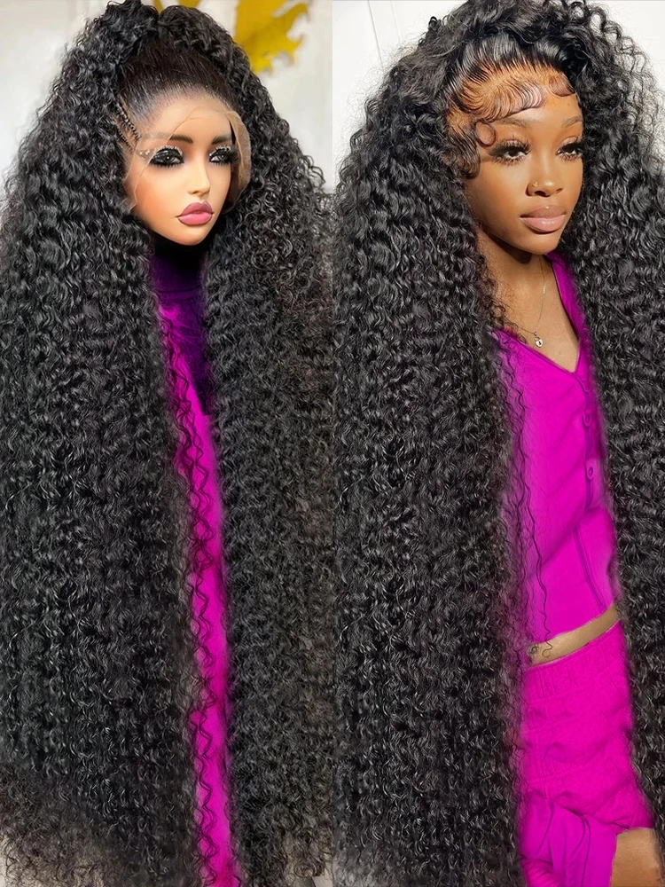 Loose Curly 13x4 13x6 Transparent Lace Front Human Hair Wigs Brazilian 30 40 44 Inch 250% Deep Wave Lace Frontal Wig For Women