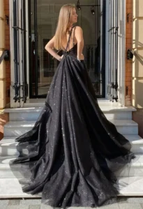 Aileen Black Long Dresses for Special Events Grace Shiny Elegant Party Dresses for Women 2024 Sexy V-neck Ball Gown Prom Dress - Image 3