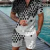 Summer men's fashion trend Fitness sports short-sleeved shorts two-piece casual printed slimming men's suit
