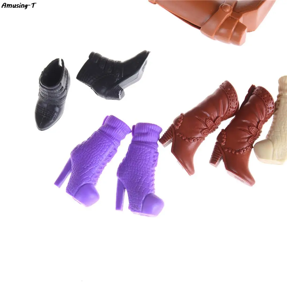 Fashion Colorful Boots Assorted Casual High Heels Long Barrel Cute Shoes Clothes For Doll Accessories Toys Mixed Style 1 pair - Image 6