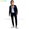Casual Boys Suit Set Jacket Pants Two Pieces Children Piano Perform Blazer Formal Host Activity Costume Wedding Party Tuxedo - Image 2