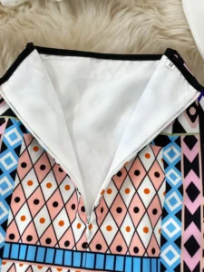New 2022 Fashion Runway Summer Skirt Suit Women's Horse Geometry Print Blouse And A Line Pocket Buttons Skirt 2 Two Piece Set - Image 6