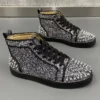 men's casual stage nightclub dress rivets boots original leather studded shoes autumn winter boot brand designer ankle botas man - Image 2