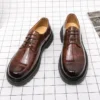 Spring Luxury Brand Designer Dress Shoes Men Boots Thick Bottom Platform Casual Oxford Boots Low Heel Lace-up Round Head Shoes - Image 6